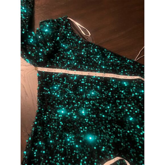 Lulus Women's One Shoulder Sequin Bodycon Dress Green Party Size L NWT - Picture 8 of 12